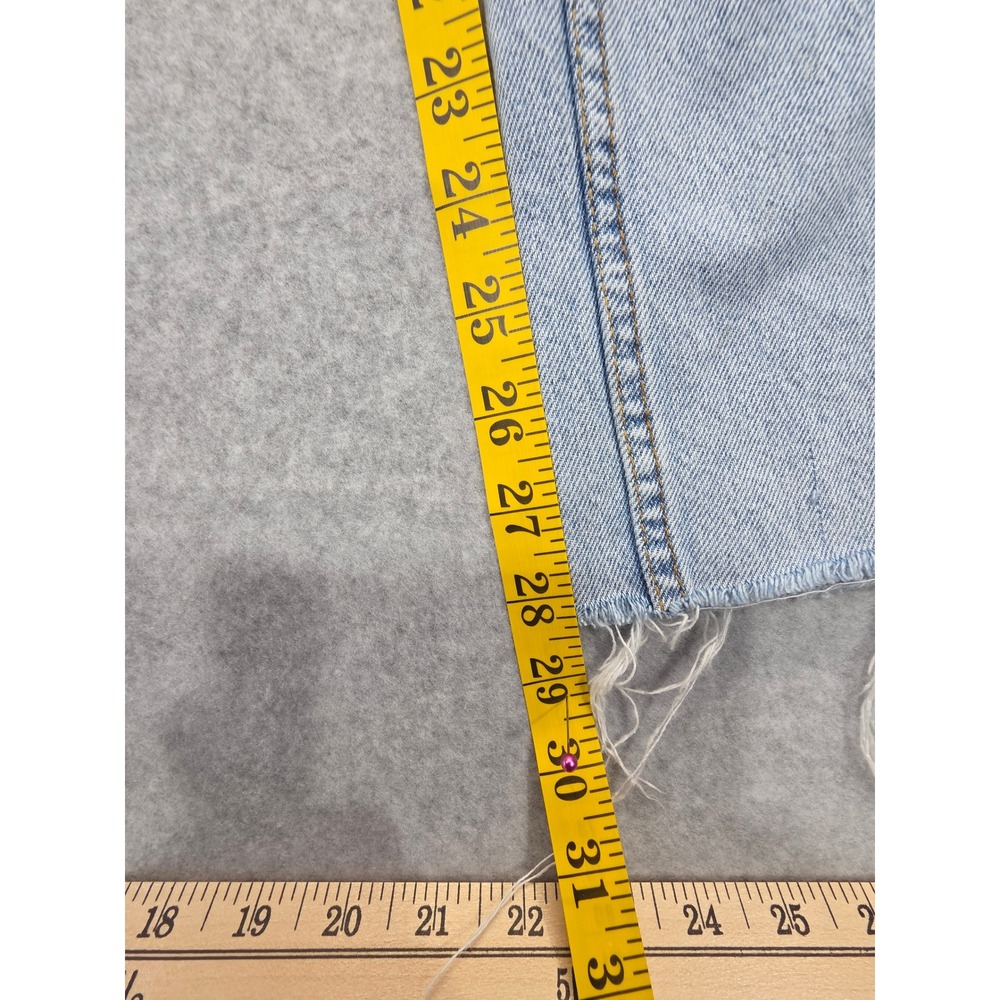 &Denim Wide Leg Ultra High Waist Light Wash Raw Hem Jeans Womens Size 2 - Picture 15 of 15